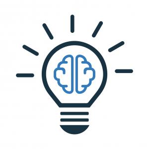 brain icon surrounded by light bulb